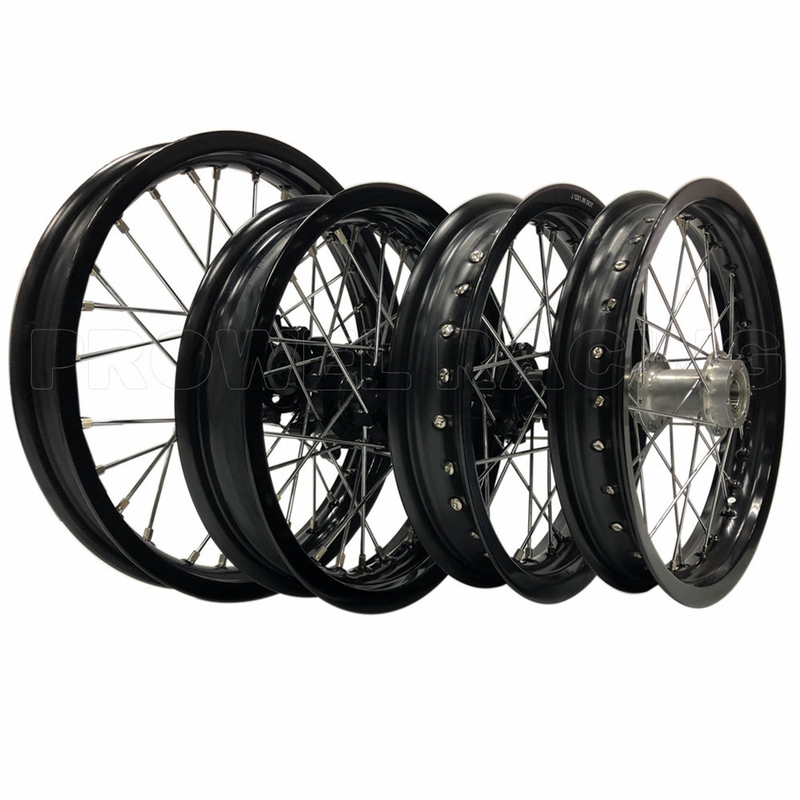 Τέλεια πίσω πλάτη μεγέθους 1.85X12 Black Pit Bike Μοτοσυκλέτα Spoke Wheel Sets για CRF150